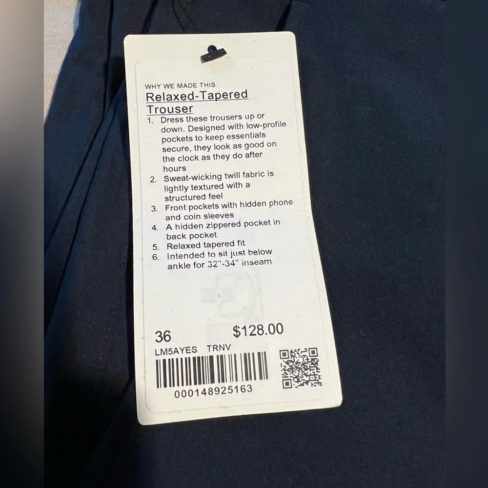 Lululemon Relaxed-Tapered Smooth Twill Trouser - NAVY - Picture 14 of 15